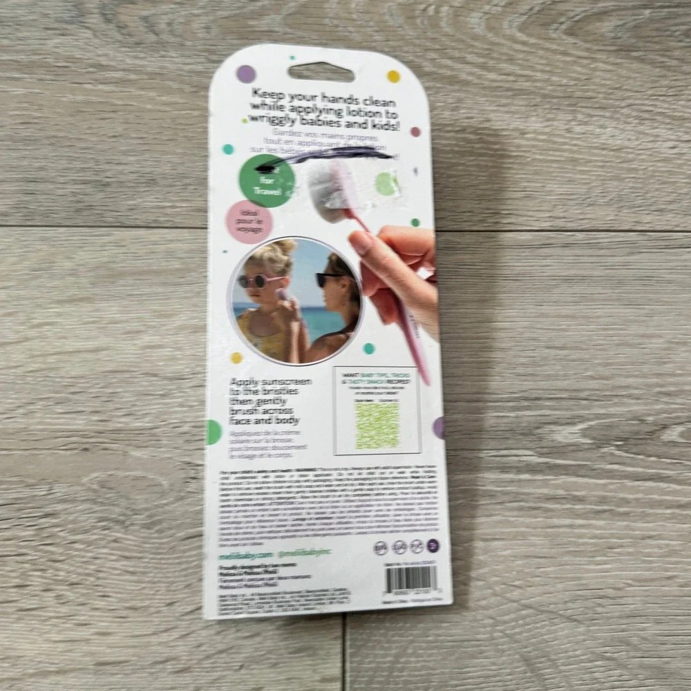 NIP Melii Sunscreen Applicator Brush Pink Mess-Free Sun Cream Tool for Kids Baby
